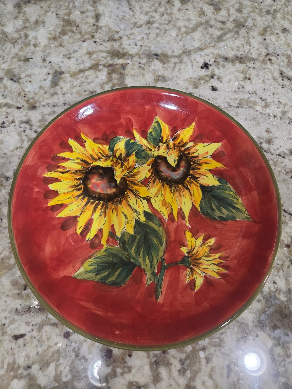 Sunflower Dinner & Dessert Plate – Red, Serving Plate Vintage TJMaxx
